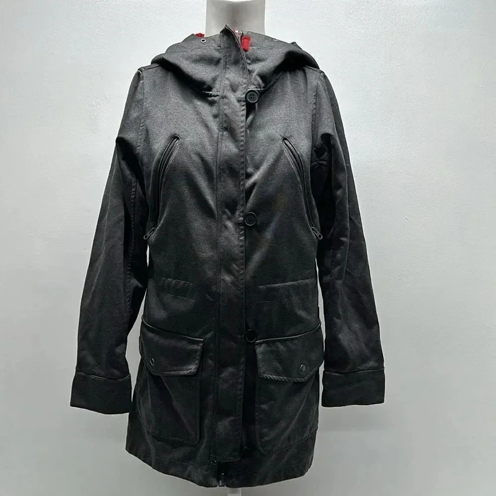 Burton Dry Ride Jacket Coat Ski Snowboarding Winter Hooded Zip Up Gray Womens XS